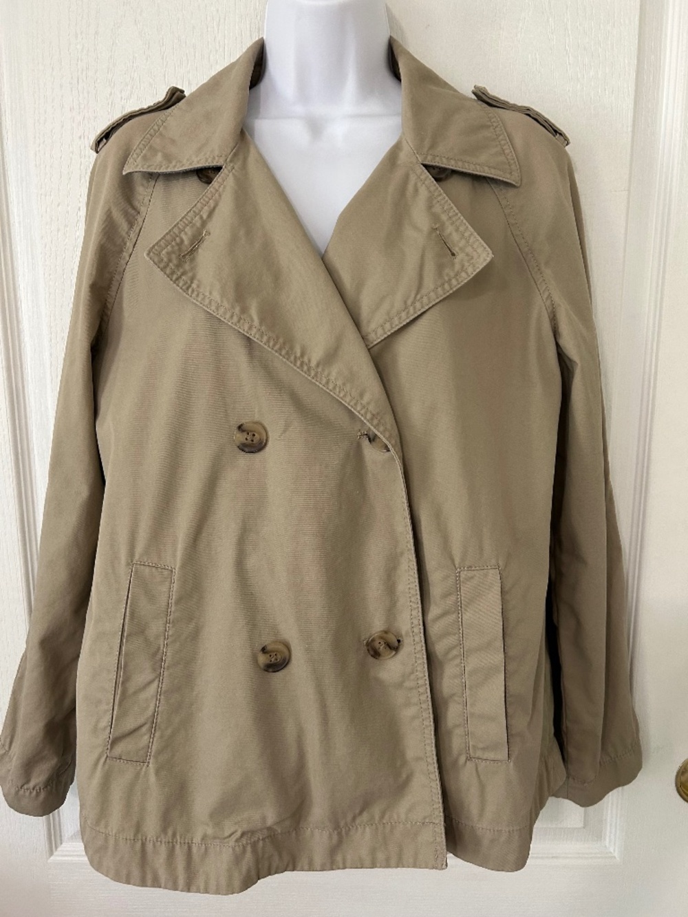 Trench coat cropped Khaki Classic French Girl Preppy